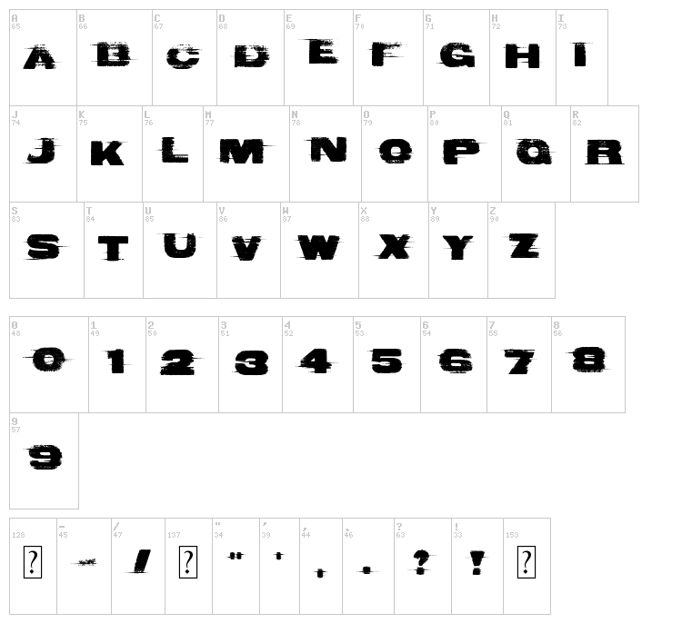 Bad Coma font map